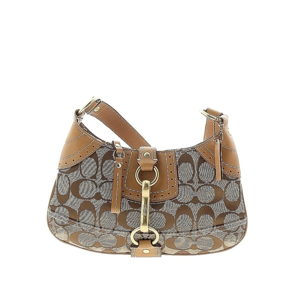 Coach Tan and Brown Signature Shoulder Bag